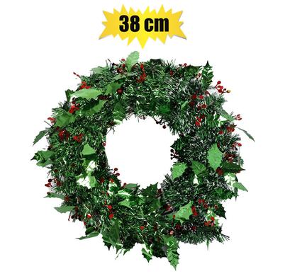 Xmas wreath tinsel 38cm