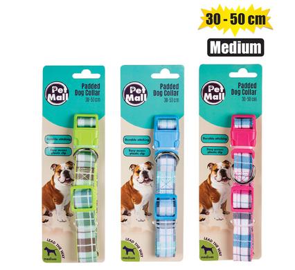 Pet dog collar tartan 30-50cm med