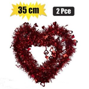 Orn occasion love tinsel heart 30x28cm