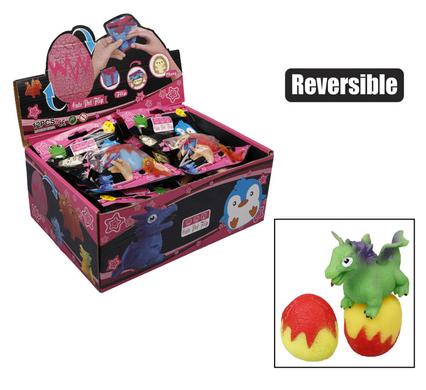 Novelty stretch reversible dinosaur egg