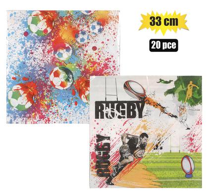 Serviettes 2ply 33cm 20pc sport